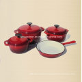4PCS esmalte ferro fundido Cookware definido em quatro cores